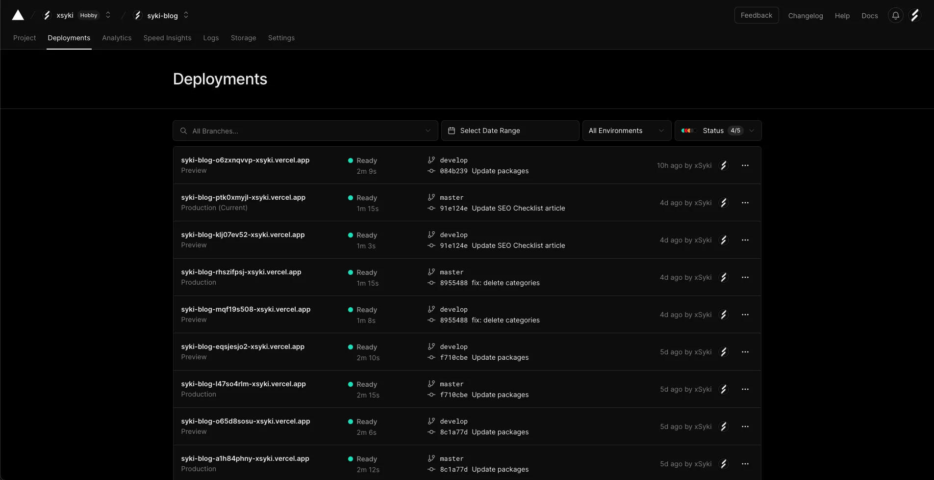 Vercel deployments